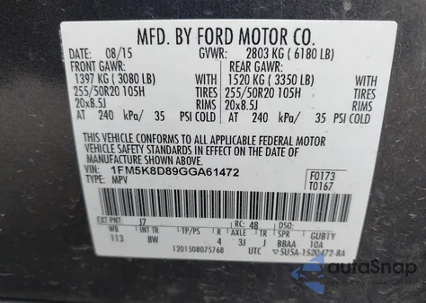 2016 Ford Explorer Xlt z USA, uszkodzony, nr VIN 1FM5K8D89GGA61472